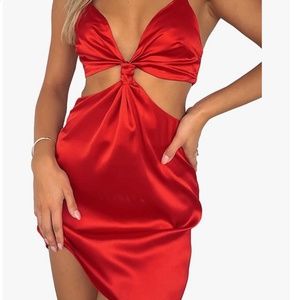 Satin Cutout Mini Dress
